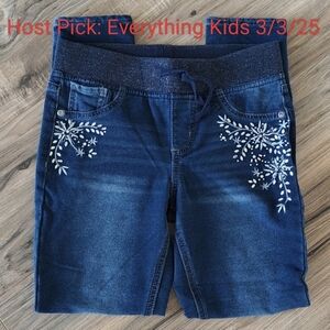 EUC Bejeweled jean looking pull-on pants